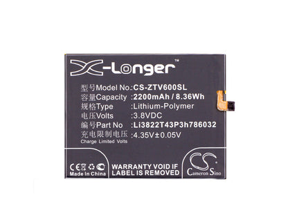 Replacement Battery for ZTE  Blade D6 – Mobile, SmartPhone – 2200mAh / 8.36Wh / 3.8V