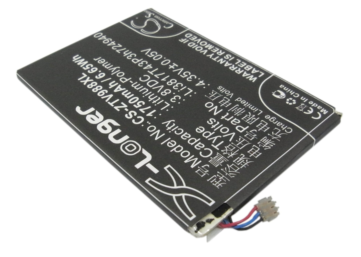 Replacement Battery for ZTE  Athena – Mobile, SmartPhone – 1750mAh 6.65Wh / 3.8V
