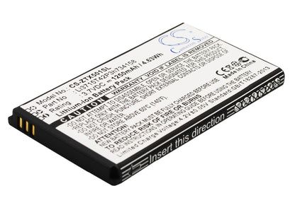 Replacement Battery for ZTE  Score M – Mobile, SmartPhone – 1250mAh / 4.63Wh / 3.7V