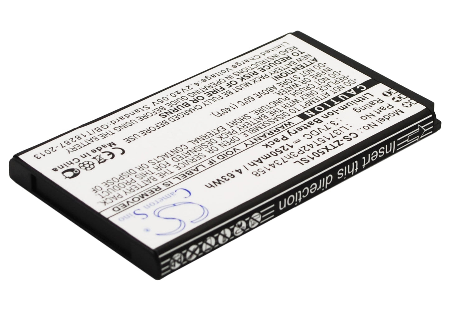Replacement Battery for ZTE  Score M – Mobile, SmartPhone – 1250mAh / 4.63Wh / 3.7V