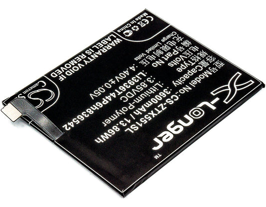 Replacement Battery for ZTE  Nubia M2 – Mobile, SmartPhone – 3600mAh / 13.86Wh / 3.85V