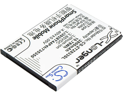 Replacement Battery for ZTE  Avid Trio – Mobile, SmartPhone – 2800mAh / 10.78Wh / 3.85V