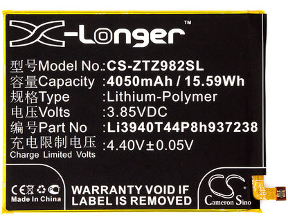 Replacement Battery for ZTE  Blade Z Max – Mobile, SmartPhone – 4050mAh / 15.59Wh / 3.85V
